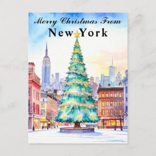 Carte Postale Joyeux Noël depuis l'arbre de Noël de New York