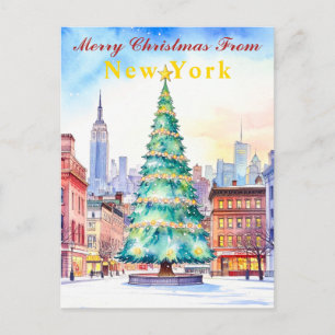 Carte Postale Joyeux Noël depuis l'arbre de Noël festif de New Y