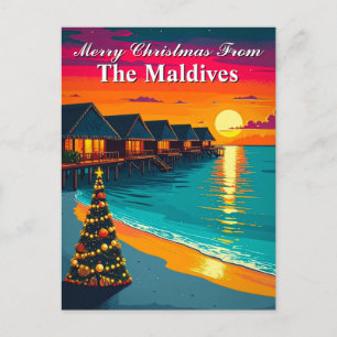 Carte Postale Joyeux Noël depuis le coucher de soleil tropical d