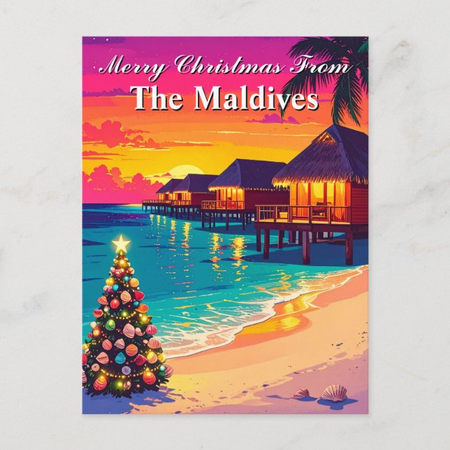 Carte Postale Joyeux Noël depuis Maldives Paradise Travel (Devant)