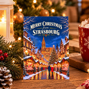 Carte Postale Joyeux Noël depuis Strasbourg Vintage France