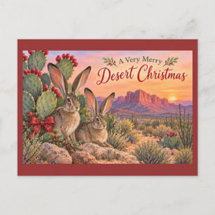 Carte Postale Joyeux Noël désertique aux lièvres