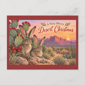 Carte Postale Joyeux Noël désertique aux lièvres