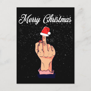Carte Postale Joyeux Noël Doigt Moyen Rude Xmas Vilain