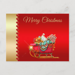 Carte Postale Joyeux Noël, Drapeau de Père Noël, Cadeaux de Noël