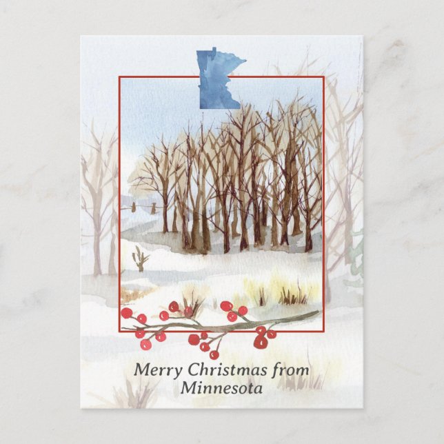 Carte Postale Joyeux Noël du paysage hivernal du Minnesota (Devant)