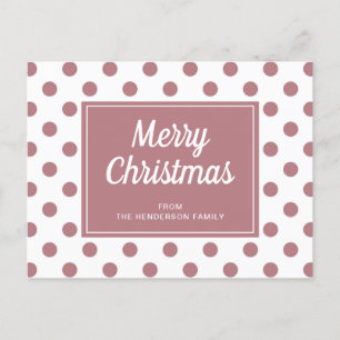 Carte Postale Joyeux Noël Dusty Rose Pink Polka Dust