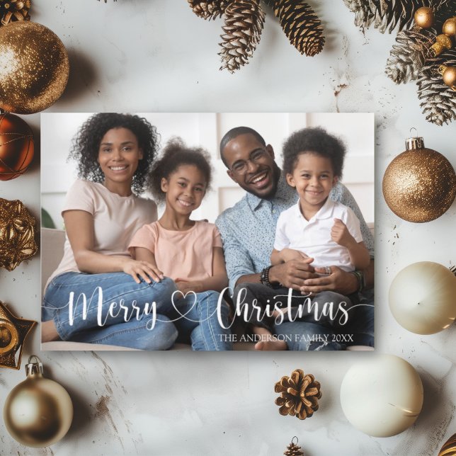 Carte Postale Joyeux Noël Écriture Blanche Photo Entière (Créateur téléchargé)