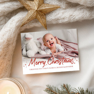 Carte Postale Joyeux Noël écriture manuscrite paillettes rouges 
