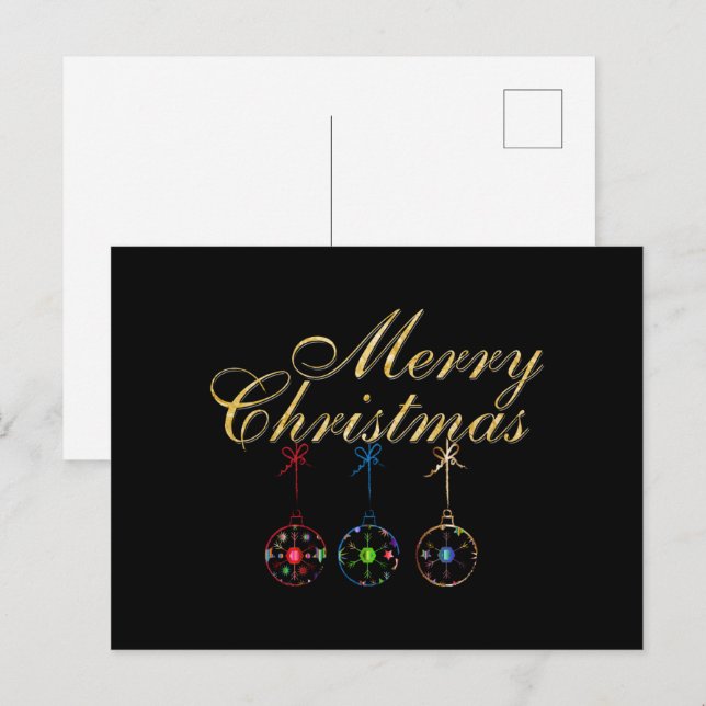 Carte Postale Joyeux Noël Élégant Art de Flocon de Neige (Devant / Derrière)