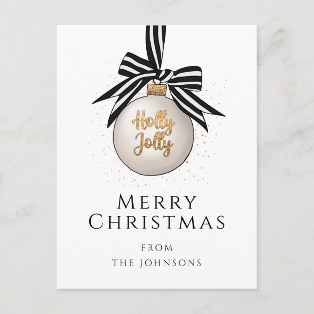 Carte Postale Joyeux Noël Élégant Bulle Noir Blanc (Devant)