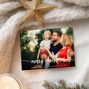 Carte Postale Joyeux Noël Élégant Écriture Blanche Photo Fêtes