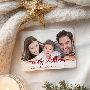 Carte Postale Joyeux Noël Élégant Script Photo Fêtes