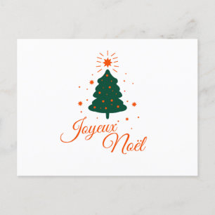 Carte Postale Joyeux Noël en rouge : sapin classique et joyeux