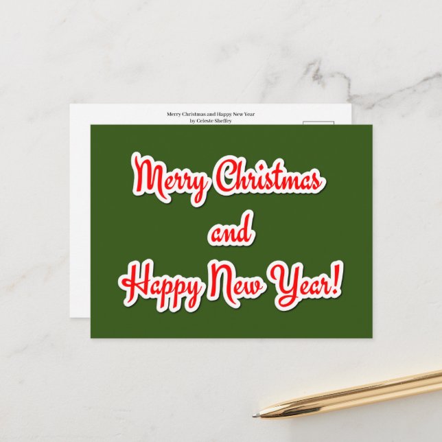 Carte Postale Joyeux Noël et Bonne Année (Devant/Arrière en situation)