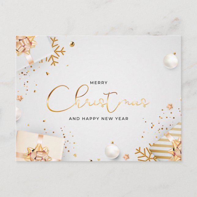 Carte Postale Joyeux Noël et Bonne Année Design (Devant)