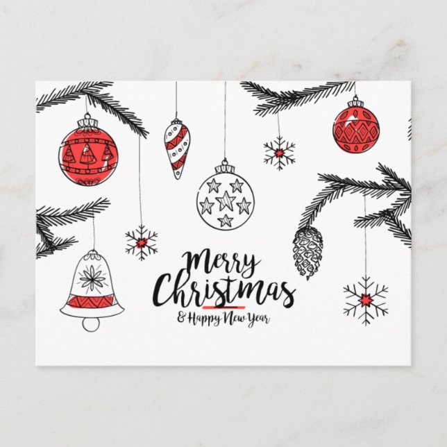 Carte Postale Joyeux Noël et Bonne Année Postale (Devant)