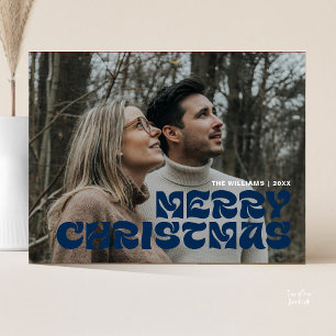 Carte Postale Joyeux Noël Famille Photo, Élégant Chic élégant