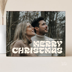 Carte Postale Joyeux Noël Famille Photo, Élégant Chic élégant