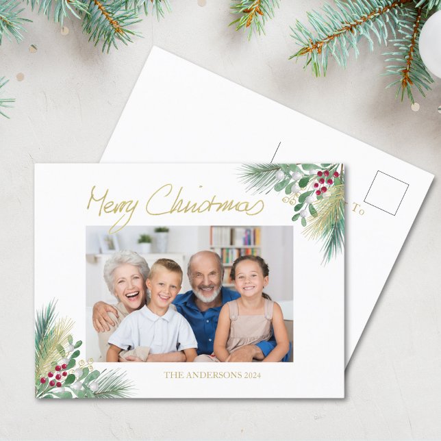 Carte postale Joyeux Noël Famille Photo Fête (Créateur téléchargé)