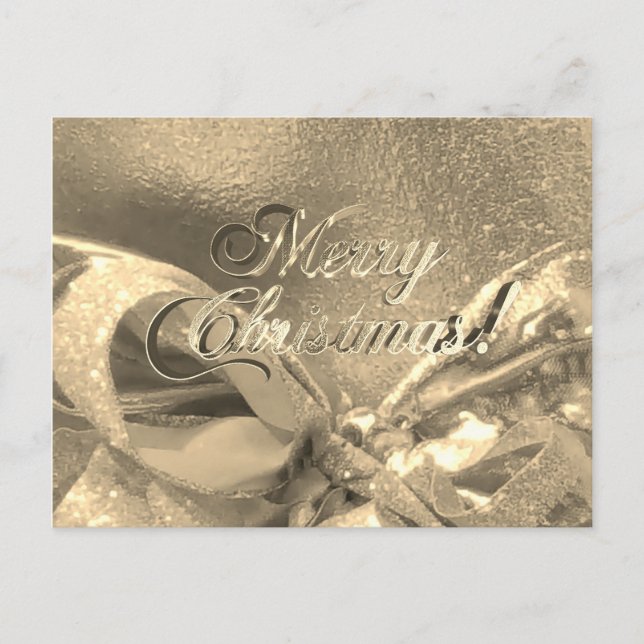Carte Postale Joyeux Noël Faux Gold Foil Script Élégant Chic (Devant)