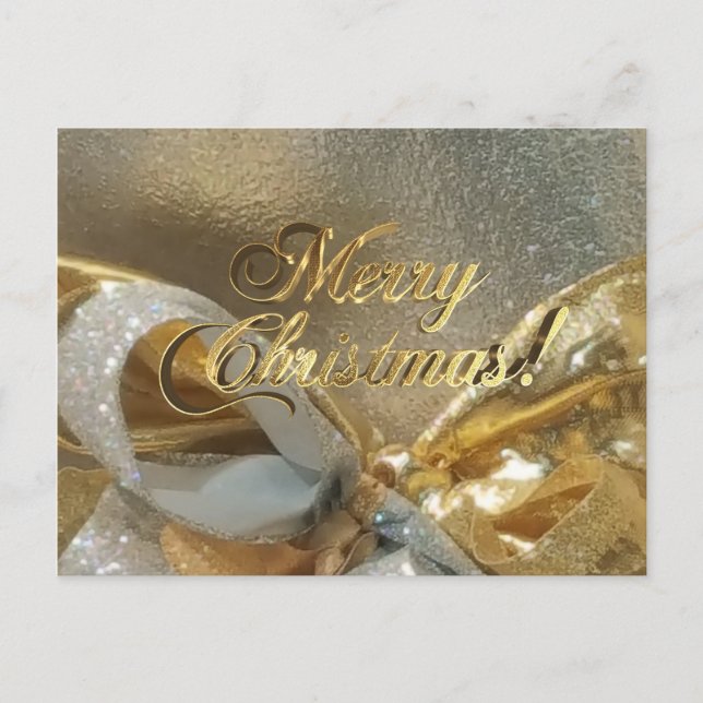 Carte Postale Joyeux Noël Faux Gold Foil Script Élégant chic (Devant)