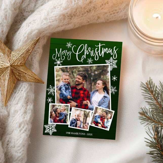 Carte Postale Joyeux Noël Flocon Rustique 4 Photos (Créateur téléchargé)