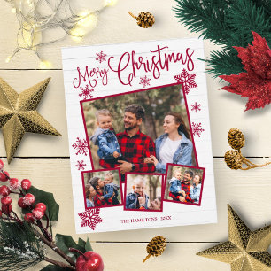 Carte Postale Joyeux Noël Flocon Rustique 4 Photos