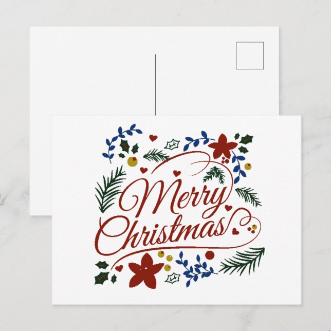 Carte Postale Joyeux Noël floral (Devant / Derrière)