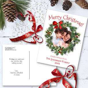 Carte Postale Joyeux Noël Fun Holiday Wreath Photo Frame