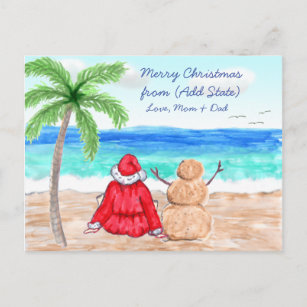 Carte Postale Joyeux Noël Funny Snowbirds Père Noël et Snowman
