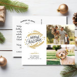 Carte Postale Joyeux Noël Gold Botanical, 2 Photos<br><div class="desc">Envoyer les fêtes de Noël Cheer avec cette carte postale festive avec vos deux photos et vos botaniques dessinés à la main d'or faux. L'arrière offre de l'espace pour une note dactylographiée ou la suppression pour laisser de l'espace pour une note manuscrite. Amusant et festif mais simple et moderne -...</div>