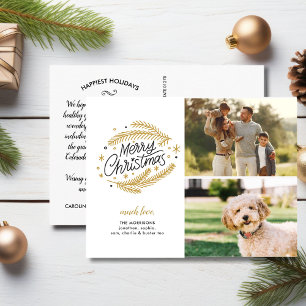 Carte Postale Joyeux Noël Gold Botanical, 2 Photos