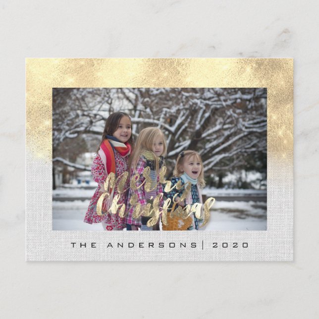 Carte Postale Joyeux Noël Gold Cottage Photo Grey (Devant)