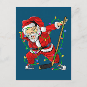 Carte Postale Joyeux Noël Hockey sur glace Dabbing Santa Claus