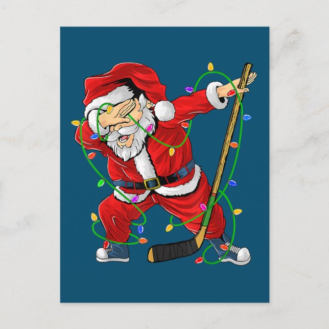 Carte Postale Joyeux Noël Hockey sur glace Dabbing Santa Claus (Devant)