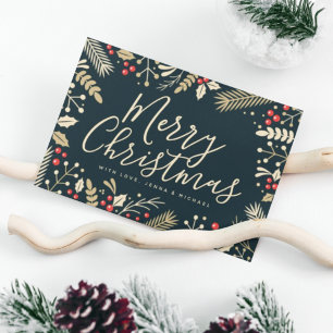 Carte Postale Joyeux Noël Holly & Berries