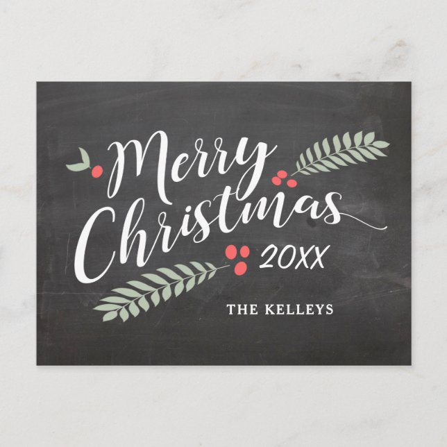 Carte Postale Joyeux Noël, Holly et Berries non photo (Devant)