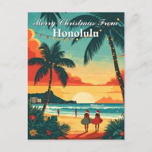 Carte Postale Joyeux Noël Honolulu Tropical Beach Sunset