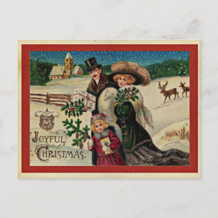 Carte Postale Joyeux Noël, illustration vintage,