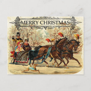 Carte Postale Joyeux Noël, illustration vintage,