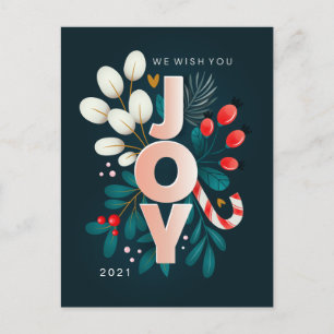 Carte Postale JOYEUX NOËL Joie des Fêtes Fleur Postcard