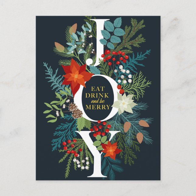 Carte Postale Joyeux Noël JOIE Salutation d'entreprise (Devant)