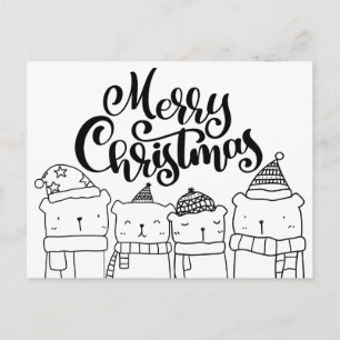 Carte Postale Joyeux Noël   Joyeux Ours d'hiver de vacances