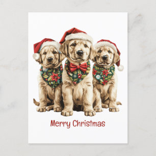 Carte Postale Joyeux Noël Labrador Retriever Père Noël Puppy Chi