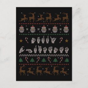 Carte Postale Joyeux Noël - Langue des Signes Américaine II