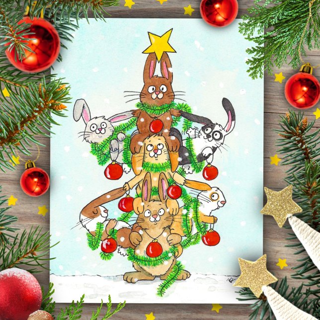 Carte Postale Joyeux Noël Lapins (Créateur téléchargé)