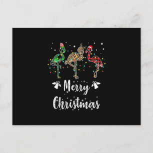 Carte Postale Joyeux Noël Leopard Rouge Vert Flamant rose Plaid