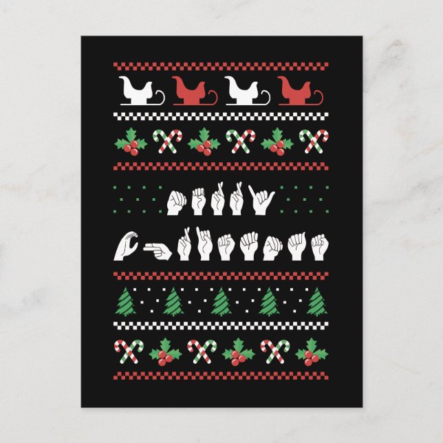 Carte Postale Joyeux Noël - LSF Langue des Signes Américaine I (Devant)