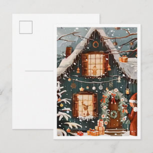 Carte Postale Joyeux Noël Maison Vintage